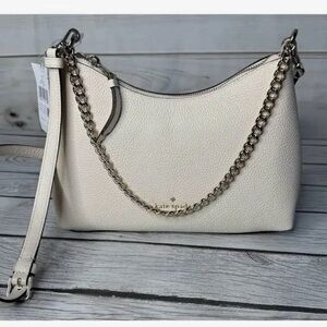 kate spade Cream Leather Chain-Trim Shoulder Bag